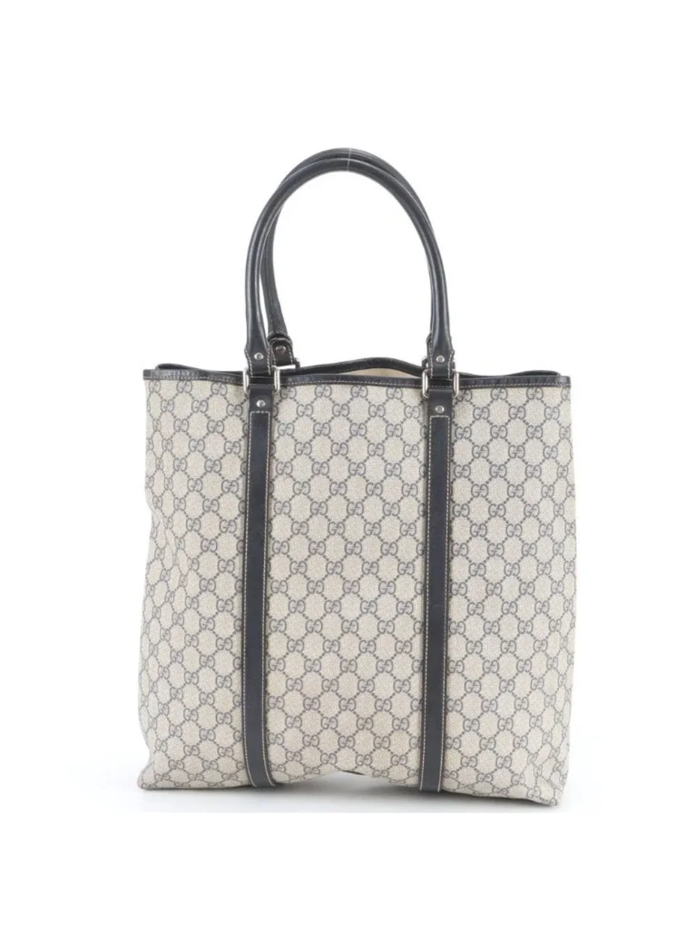 Gucci GG Supreme Leather Tote Shoulder Hand Navy Mbe - Picture 3 of 9